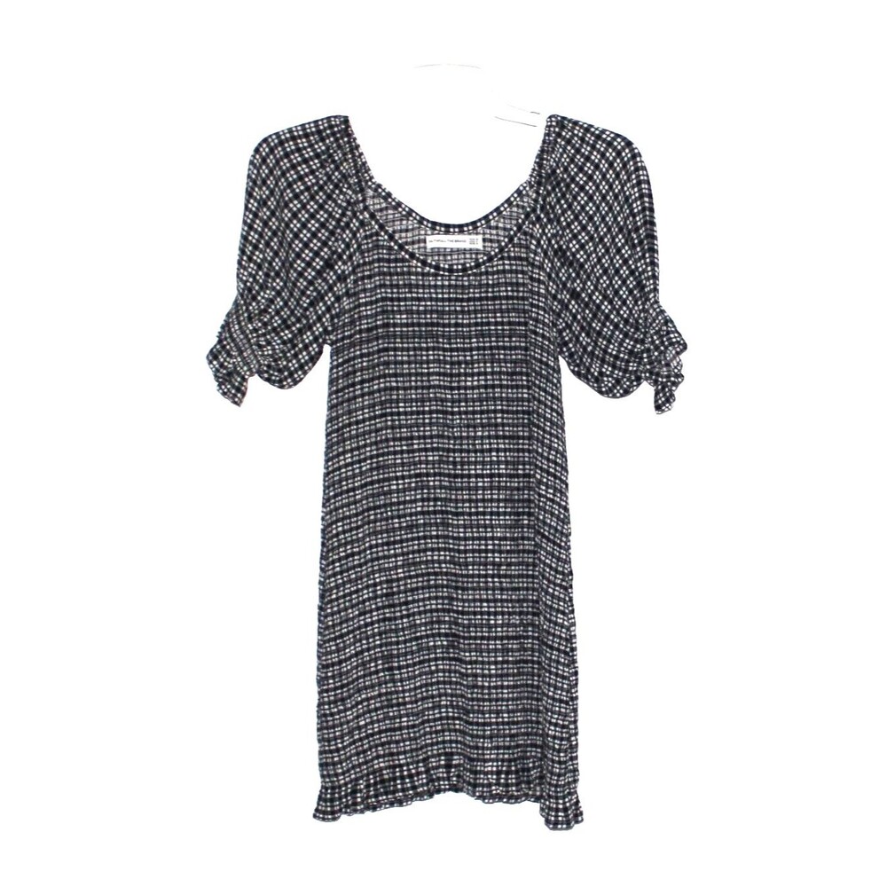 Faithful The Brand Black and White Gingham Dress Puff Sleeves Sz 6